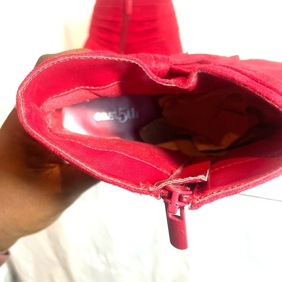 East 5th Red Ankle Booties with Heel, Side Zipper Closure, and Red Bow Size 11M - Picture 13 of 14